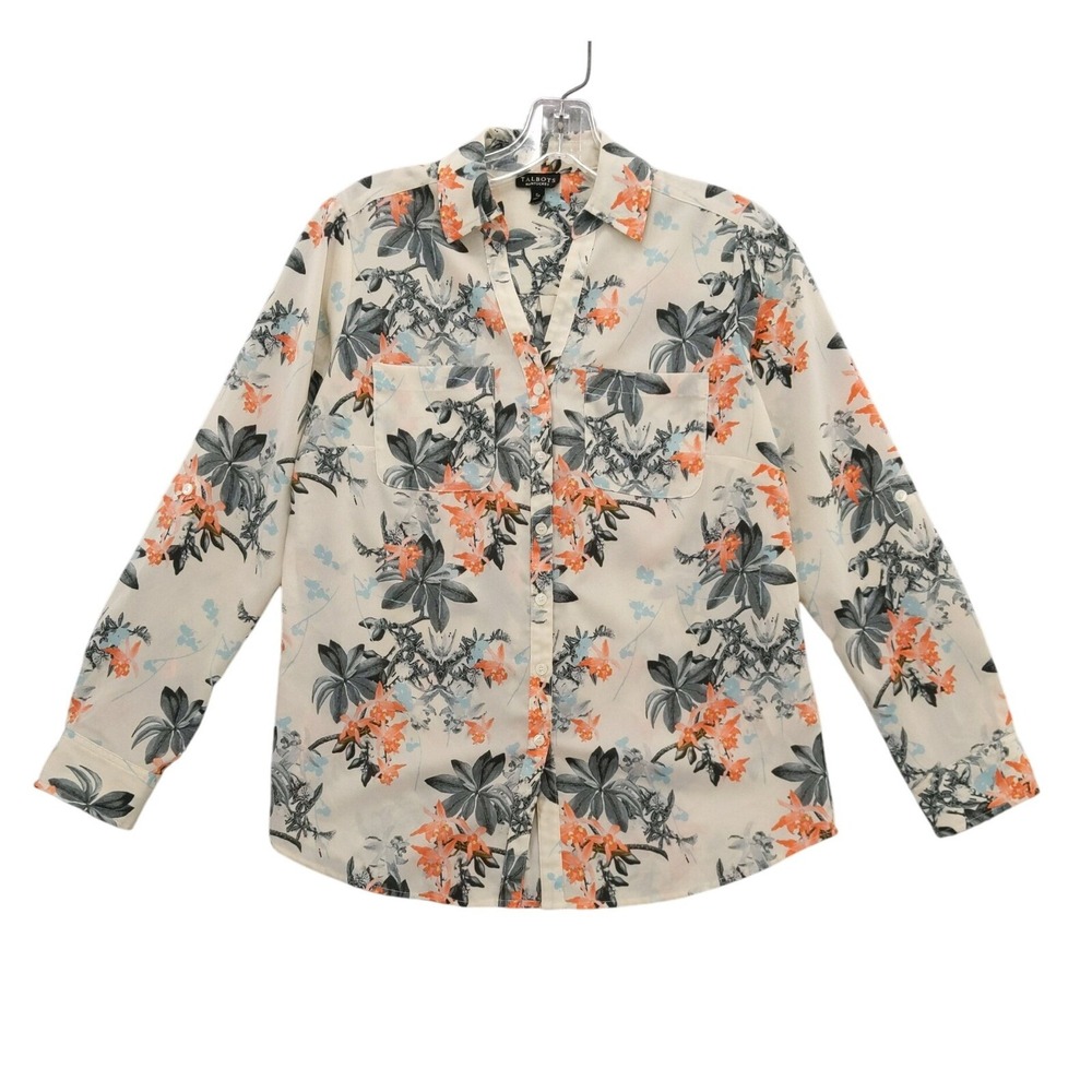 Talbots Nantucket Floral Button Down Shirt Long Sleeve Roll Tab SP